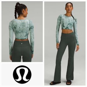 LULULEMON Ebb To Street Long Sleeve Shirt *Marble Dye Tidewater Teal Size 4